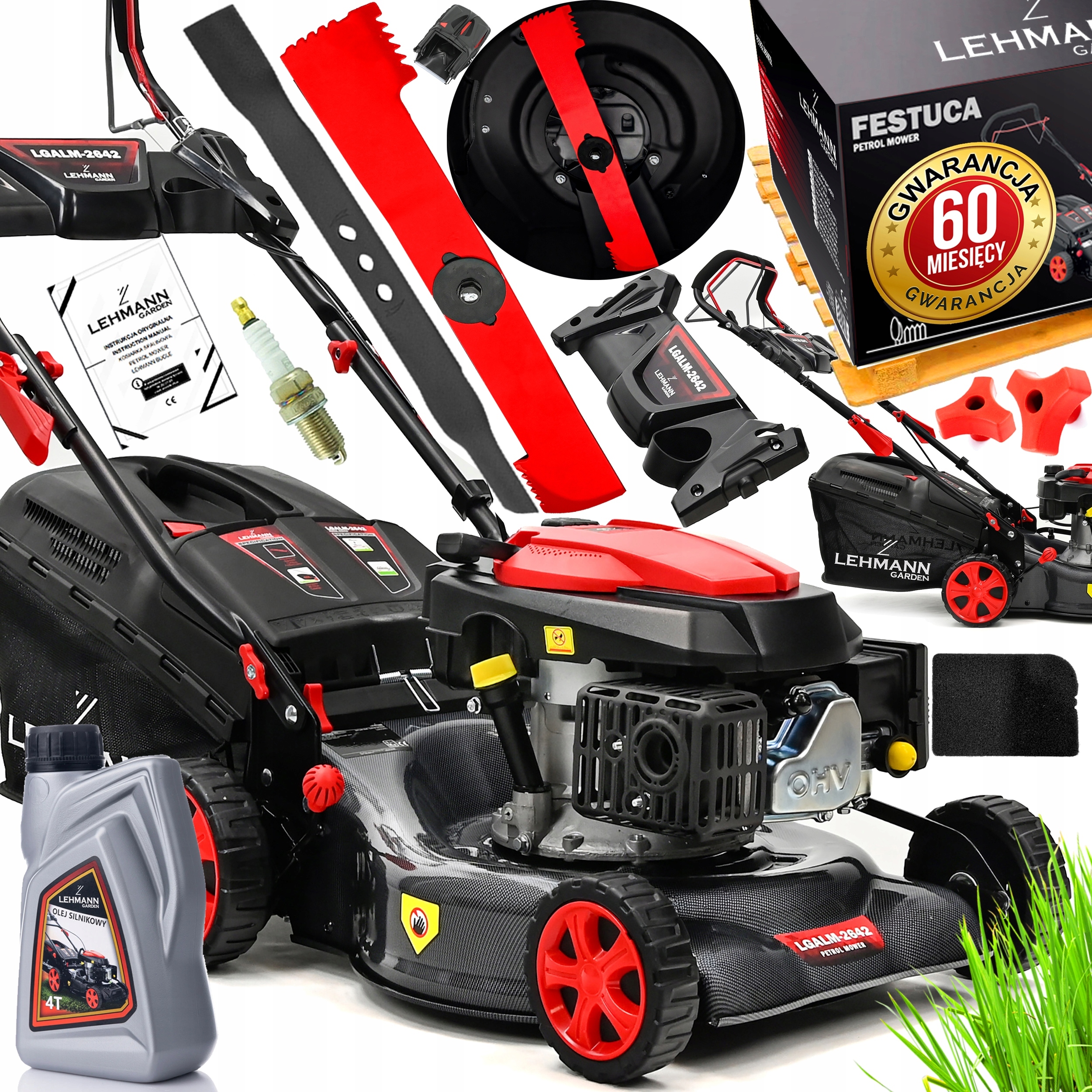 BENZÍNOVÁ KOSAČKA NA TRÁVU S VRTUĽOU 146 CC, ĽAHKÁ, VÝKONNÁ, OBRAĎOVATEĽNÁ, 44 CM + OLEJ